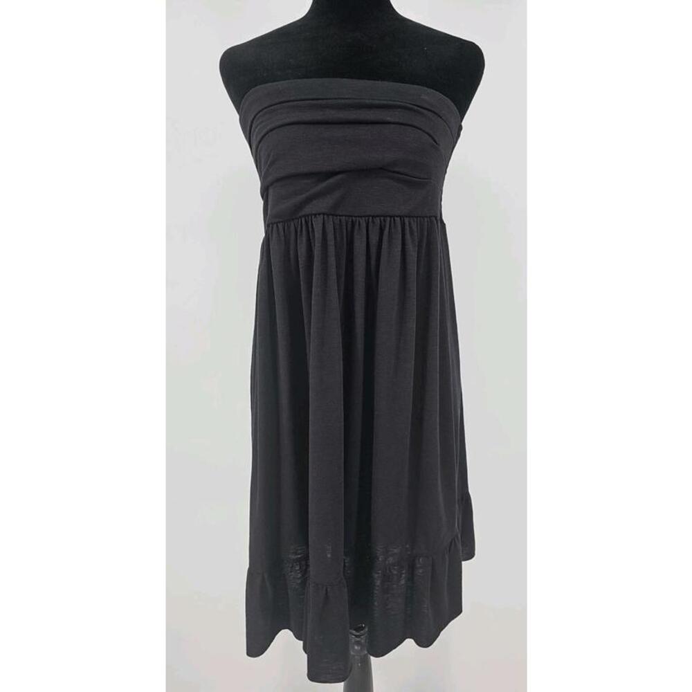 Nicole‎ Miller New York Smocked Dress Large Black Tiered emovable Straps NWT